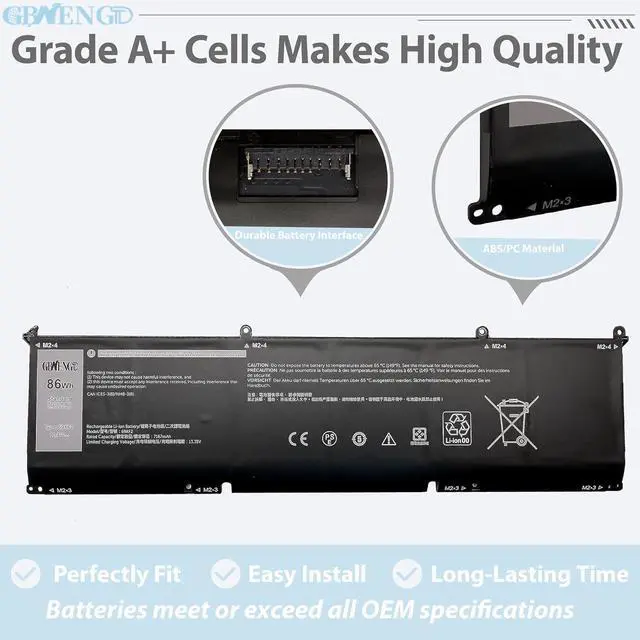 Alt view image 3 of 7 - 69KF2 Laptop Battery Replacement for Dell G7 15 7500 G15 5510 5511 5520 XPS 15 9500 9510 9520 Inspiron 7510 7610 7620 Precision 5550 5560 5570 Alienware M15 R3 R4 R5 R6 R7 6cells