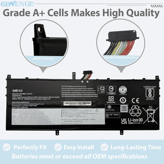 Alt view image 3 of 7 - L19C4PD1 Battery Replacement for Yoga C640-13IML LTE IdeaPad Yoga 6-13ARE05 6-13ALC6 Series L19M4PD1 L19D4PD1 L19L4PD1 5B10U65274 SB10W67395 2ICP5/44/128-2