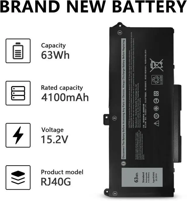 Alt view image 3 of 7 - 63Wh RJ40G Type Notebook Battery, Suitable for Dell Latitude 14 5420, 15 5520 and 15 3560 Series Computers. Product Serial Number: PN 01K2CF 075X16 WY9DX 0WK3F1 0M3KCN 005R42 15.2V/3941mAh