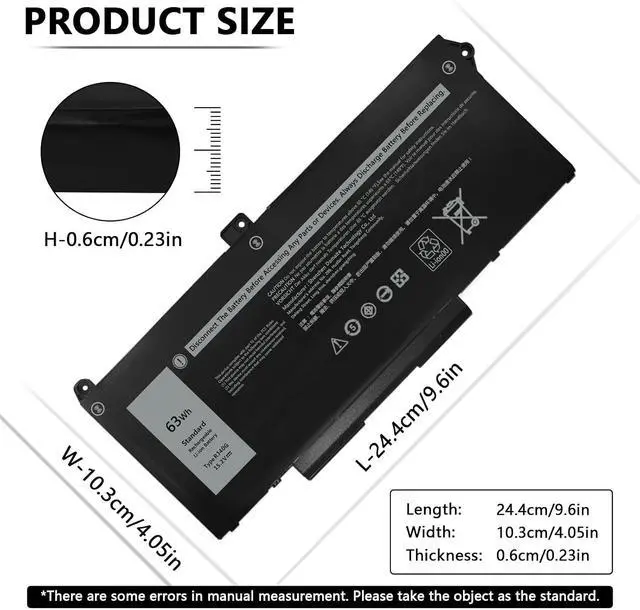 Alt view image 2 of 7 - 63Wh RJ40G Type Notebook Battery, Suitable for Dell Latitude 14 5420, 15 5520 and 15 3560 Series Computers. Product Serial Number: PN 01K2CF 075X16 WY9DX 0WK3F1 0M3KCN 005R42 15.2V/3941mAh