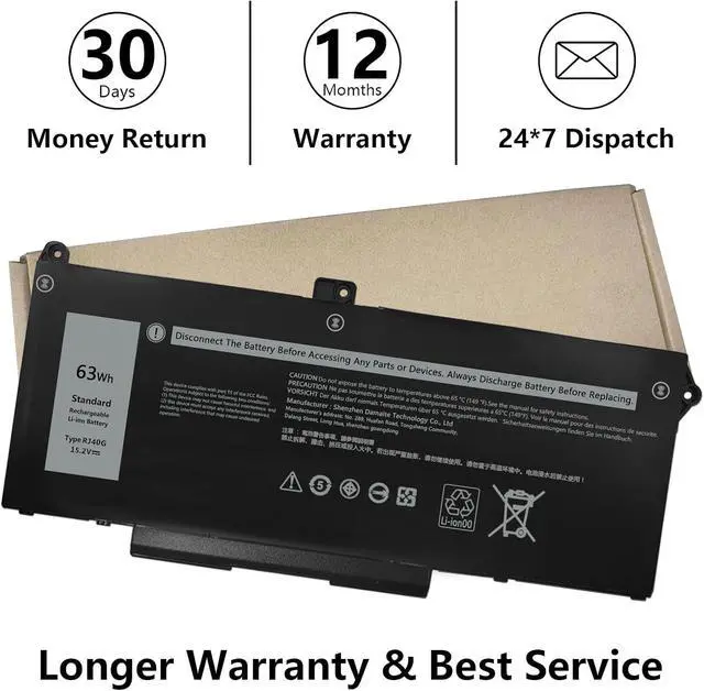 Alt view image 7 of 7 - 63Wh RJ40G Type Notebook Battery, Suitable for Dell Latitude 14 5420, 15 5520 and 15 3560 Series Computers. Product Serial Number: PN 01K2CF 075X16 WY9DX 0WK3F1 0M3KCN 005R42 15.2V/3941mAh