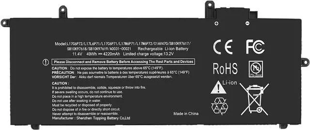 Main image of L17C6P72 L17L6P71 L17C6P71 Laptop Battery for Lenovo ThinkPad X280 A285 Series L17M6P71 L17M6P72 01AV470 01AV471 01AV472 01AV484 01AV485 SB10K97617 SB10K97619 SB10K97629