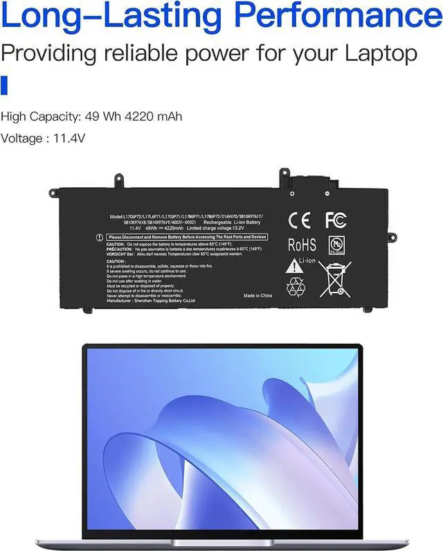 Alt view image 2 of 4 - L17C6P72 L17L6P71 L17C6P71 Laptop Battery for Lenovo ThinkPad X280 A285 Series L17M6P71 L17M6P72 01AV470 01AV471 01AV472 01AV484 01AV485 SB10K97617 SB10K97619 SB10K97629