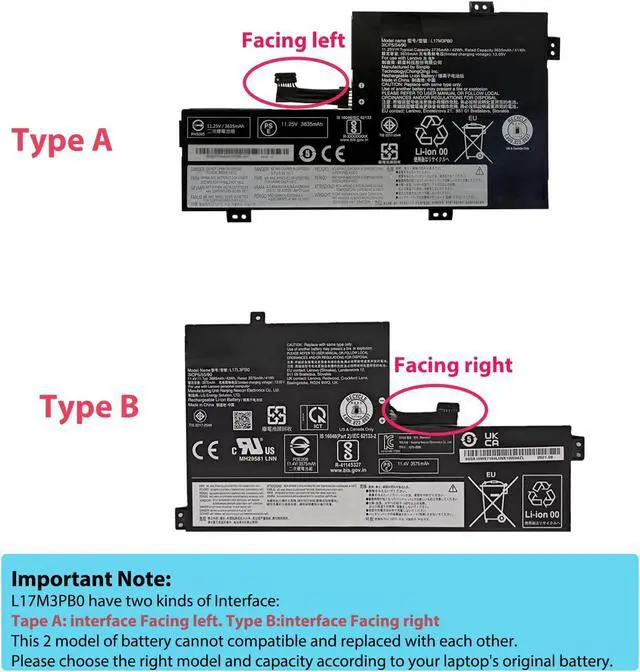 Alt view image 5 of 7 - L17M3PB0 Laptop Battery Replacement for Lenovo 100E 300E 2nd 500E Chromebook 1st 2nd Gen C340-11 S340-14 Ideapad Flex 3 CB-11IGL05 100e-81 300e-81 L18D3PG1 L17C3PG0 L17L3PB0