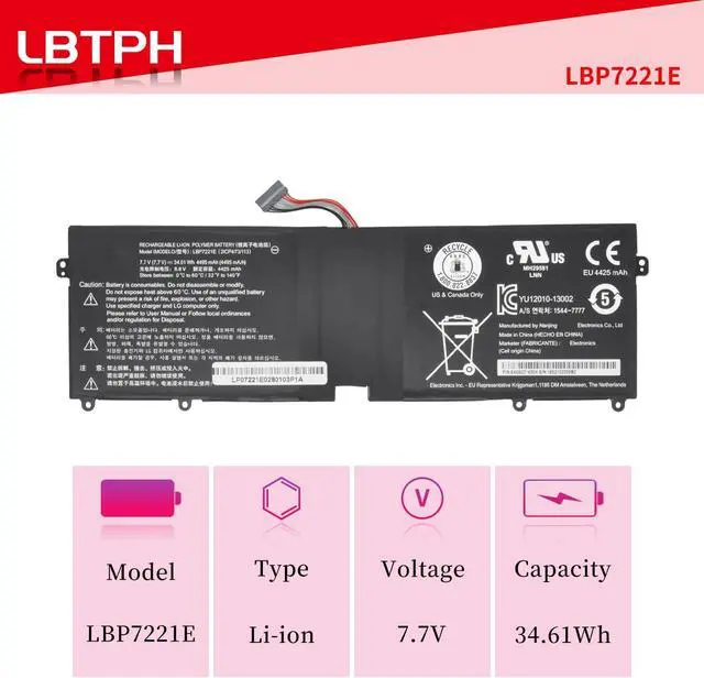 Alt view image 2 of 7 - LBP7221E LBG722VH Compatible Laptop Battery Replacement for LG Gram 13Z940 14Z950 15Z960 15Z950 Series 7.7V 34.61Wh