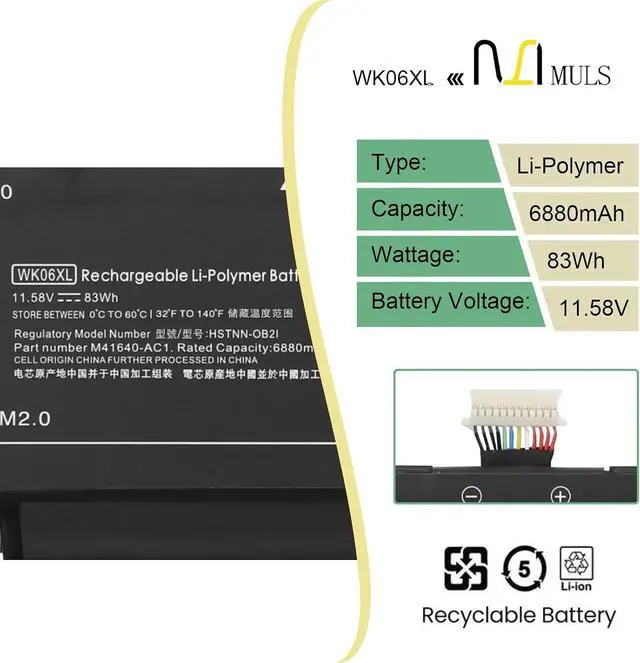 Alt view image 2 of 7 - WK06XL Laptop Battery for HP Omen 16-b0000 16-b0005TX 16-C0000 7 16-b1000