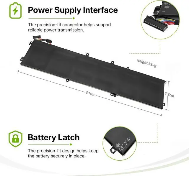 Alt view image 4 of 6 - Tanch Laptop Battery 6J3VQF2 4GVGH 1P6KD Replacement for Dell XPS 15 9550 Precision 5510 11.1V 7600mAh 84Wh