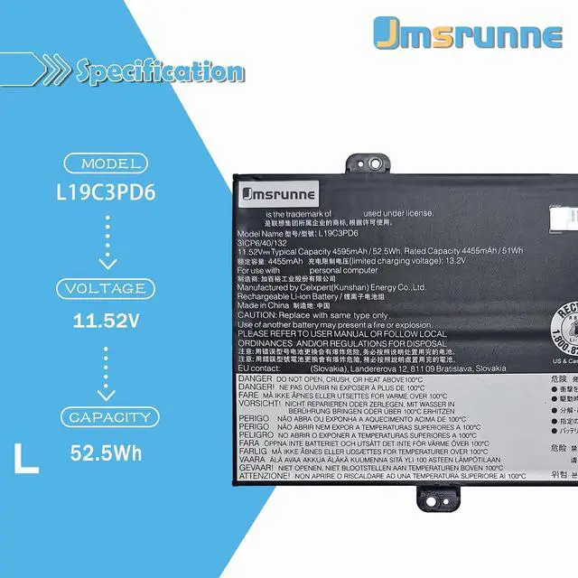 Alt view image 2 of 7 - L19C3PD6 L19M3PD6 Laptop Battery Replacement for Lenovo IdeaPad Flex 5-15IIL05 5-14ALC05 5-15ITL05 5-15ALC05 5-14IIL05 5-14ITL05 Series L19L3PD6 L19D3PD6 SB10X49078 5B10X49073 11.52V 52.5Wh