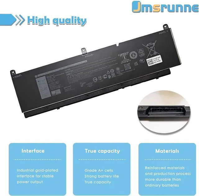 Alt view image 3 of 7 - 68Wh C903V Laptop Battery Replacement for Dell Precision 7750 7760 7550 7560 Series Notebook PKWVM 068N03 0447VR 0CR72X CR72X 11.4V 5667mAh