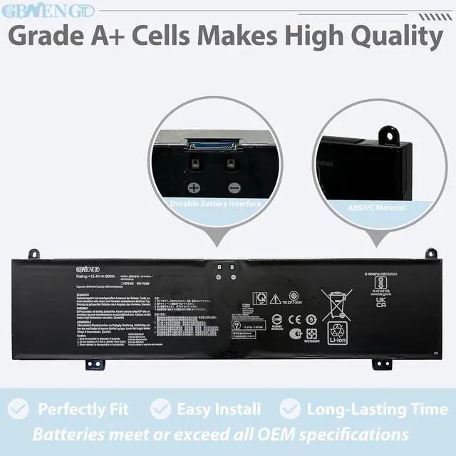 Alt view image 3 of 7 - C41N2013 C41N2013-1 Laptop Battery Replacement for Asus ROG Strix Scar 15 G533 Scar17 G733 G17 G713 G15 G513 Zephyrus M16 GU603 G15 GA503 TUF Gaming F15 FX507 A17 FA707 Series