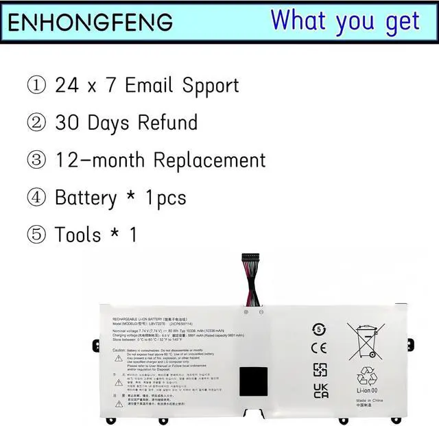 Alt view image 5 of 6 - LBV7227E Laptop Battery Replacement for LG Gram 15 2020 15Z90N 16 2021 16T90P 16ZD90P 16Z90P 2-in-1 17 2020 17Z90N 17 2021 TYPE-71M Fusion Splicer Battery