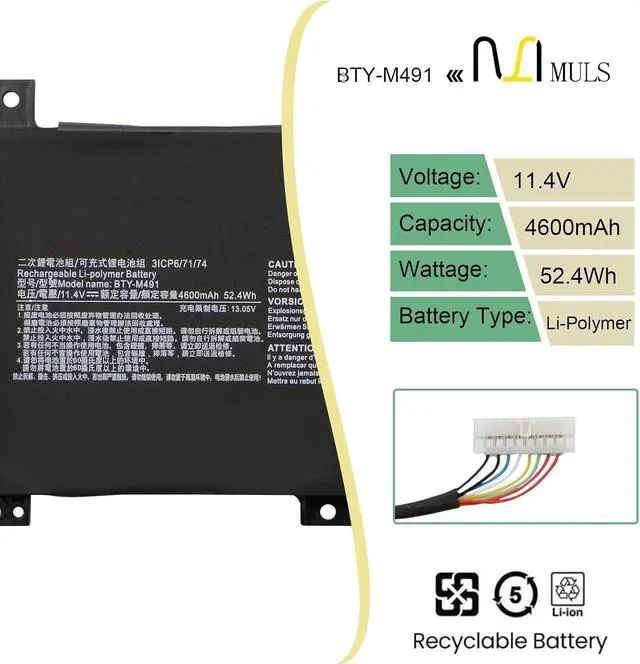 Alt view image 2 of 7 - MULS BTY-M491 Laptop Battery for MSI Modern 15 A10M A10RAS A10RB A10RD A11M