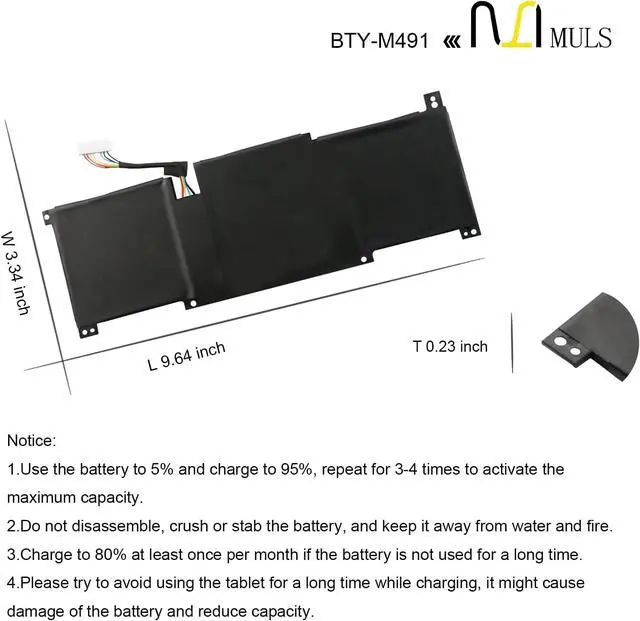 Alt view image 7 of 7 - MULS BTY-M491 Laptop Battery for MSI Modern 15 A10M A10RAS A10RB A10RD A11M