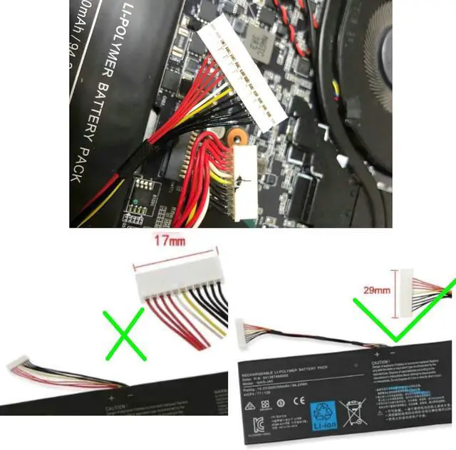 Alt view image 3 of 7 - GAG-J40 Battery for Gigabyte Aero 14 V7 K7 14-P64WV6 14-W-CF2 15 15X V8 15W 15-x9 Aorus X5 V6 V7 V8 X7 Dt V6 V7 V8 X9 Dt Series (Note-Wide Connector)
