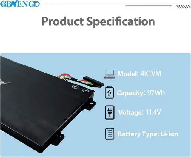 Alt view image 2 of 7 - 4K1VM Battery Replacement for Dell Inspiron 7700 7500 7501 Precision 5540 vostro 7500 g7 17 7700 XPS 15 9560 9570 7590 Precision 5520 5530 5540 Series W62W6 9TM7D XYCW0 NYD3W