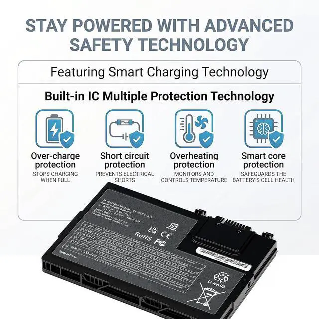 Alt view image 4 of 5 - CF-VZSU1AW Replacement Battery for Panasonic Toughbook CF-33 Series Compatible with CF-33MK1 CF-VZSU1AR CF-VZSU1AJS CF-VZSU1BW CF-33AEHFATG CF-33AEQGATG CF-33AEHFZTG CF-33AEHFZTN
