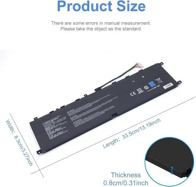 Alt view image 3 of 6 - BTY-M6M 99.99Wh Laptop Battery Replacement for MSI GS66 Stealth 10SE 10SF 11UE 11UH GE66 Raider 10UG 11UG GE76 for Raider 11UE 11UG GE76 for Dragon Tiamat 11UH WS66 10TM 11UMT 11UKT for Creator 15