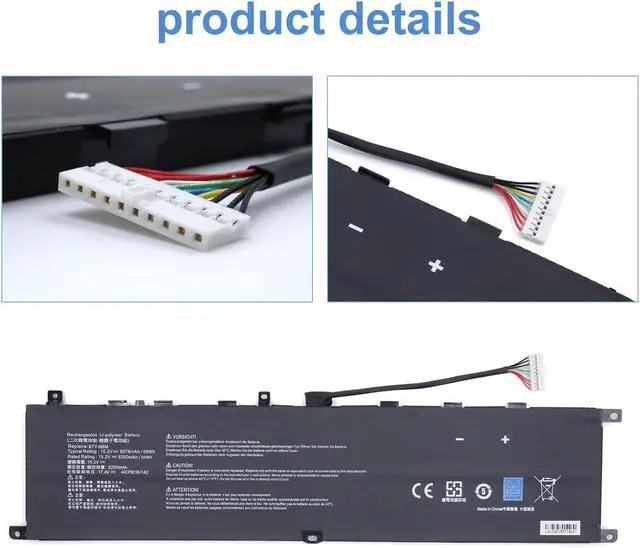 Alt view image 4 of 6 - BTY-M6M 99.99Wh Laptop Battery Replacement for MSI GS66 Stealth 10SE 10SF 11UE 11UH GE66 Raider 10UG 11UG GE76 for Raider 11UE 11UG GE76 for Dragon Tiamat 11UH WS66 10TM 11UMT 11UKT for Creator 15