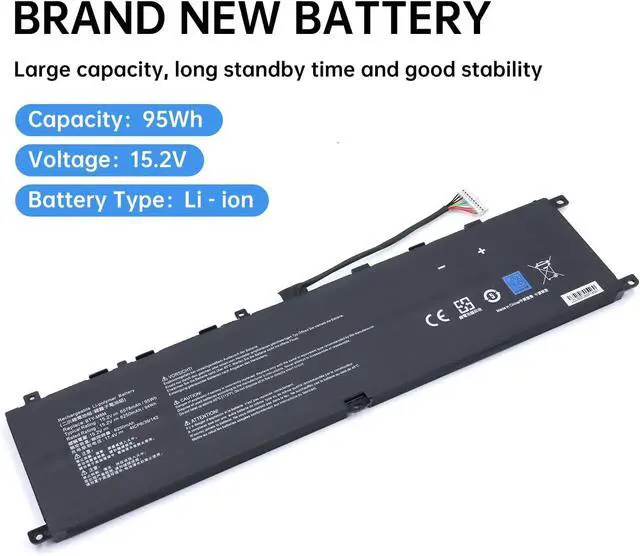 Alt view image 2 of 6 - BTY-M6M 99.99Wh Laptop Battery Replacement for MSI GS66 Stealth 10SE 10SF 11UE 11UH GE66 Raider 10UG 11UG GE76 for Raider 11UE 11UG GE76 for Dragon Tiamat 11UH WS66 10TM 11UMT 11UKT for Creator 15