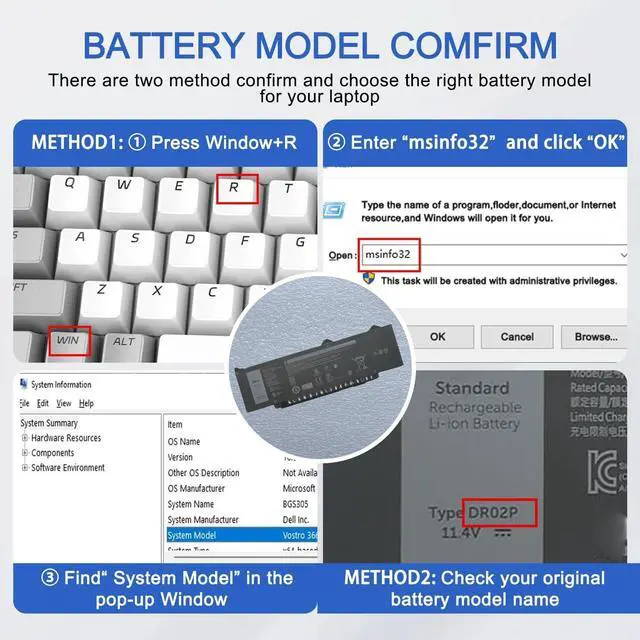 Alt view image 4 of 6 - JOTACT DR02P R73TC 54Wh Laptop Battery Replacement for Precision 3590 3580 3480 Dell Latitude 5340 5550 5540 5440 5450 3340 3440 3540 P169G P181G Series 803W6 2X1V9 GRWKG JTG7N GTG7N 11.4V 3-Cell