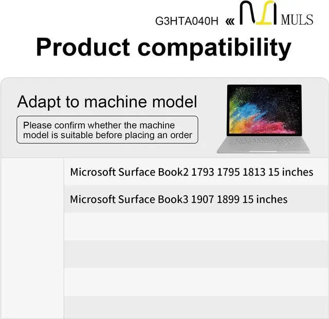 Alt view image 3 of 7 - MULS G3HTA040H G3HTA041H Keyboard Laptop Battery for Microsoft Surface Book