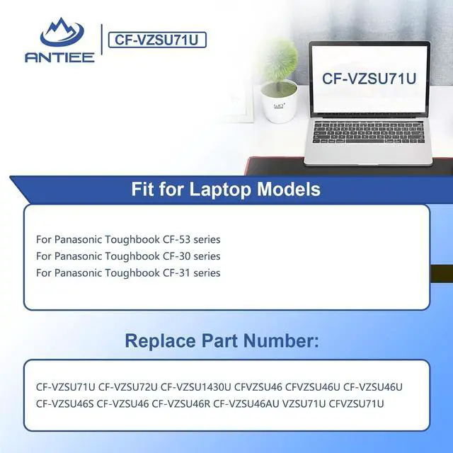 Alt view image 3 of 7 - ANTIEE CF-VZSU71U Laptop Battery Replacement for Panasonic Toughbook CF-30 CF-31 CF-53 CF30 CF31 CF53 CF-VZSU1430U CF-VZSU72UCF-VZSU46 CF-VZSU46S CF-VZSU46R CF-VZSU46U 69WH