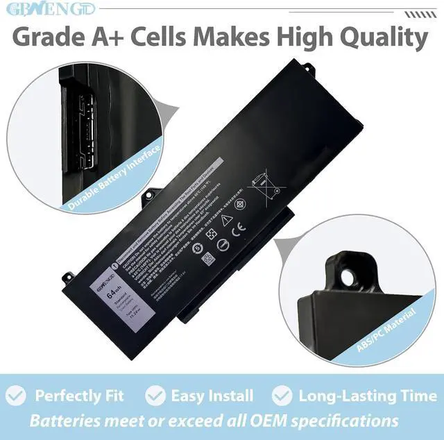 Alt view image 3 of 7 - GRT01 Laptop Battery Replacement for Dell Latitude 14 5421 5431 15 5521 5531 Precision 14 3470 15 3561 3571 3581 3591 Alienware m17 R5 AMD Series 0R05P0 0P3TJ 05RGW 4-Cell