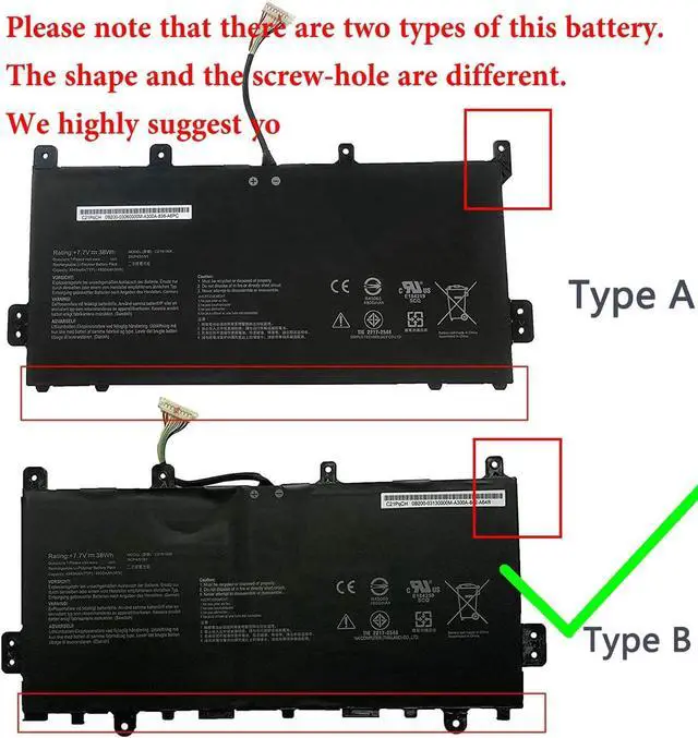 Alt view image 3 of 7 - CQCQ (Type-B C21N1808 C21PqCH 0B200-03060000 0B200-03130000 Battery for ASUS Chromebook C423NA C423NA-BV0001 C423NA-1A C423NA-DH02 C523NA C523NA-A20007 C523NA-1A Series