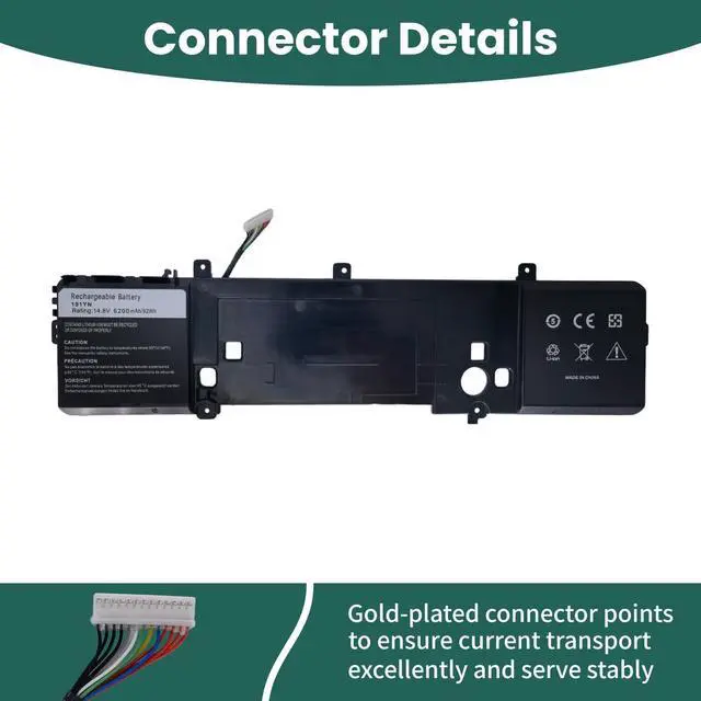 Alt view image 3 of 7 - 191YN Laptop Battery Replacement for Dell Alienware 15 R1 15 R2 ALW15ED-1828 1718 1728 ALW15CD-1718 1748 1848 ALW15ER-3718 1728 3228 2F3W1 410GJ 2F3W1 8NH5514.8V 92Wh