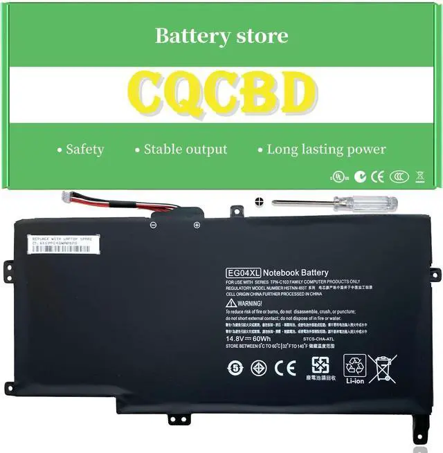 Main image of CQCQ EG04XL Battery For HP Envy 6-1000 HP Envy 6-1100 HP Envy 6-1200 HP Envy Sleekbook 6 Series HSTNN-IB3T HSTNN-DB3T 681881-171 681951-001 681881-221 TPN-C103 TPN-C108 681881-271 (14.8V 60Wh/3900mAh)