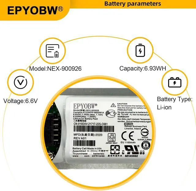 Alt view image 3 of 7 - NEX-900926 Laptop Battery 6.93Wh 010DXV 0K4PPV 0KVY4F 0M1GDN 0FK6YW