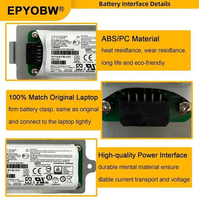 Alt view image 4 of 7 - NEX-900926 Laptop Battery 6.93Wh 010DXV 0K4PPV 0KVY4F 0M1GDN 0FK6YW