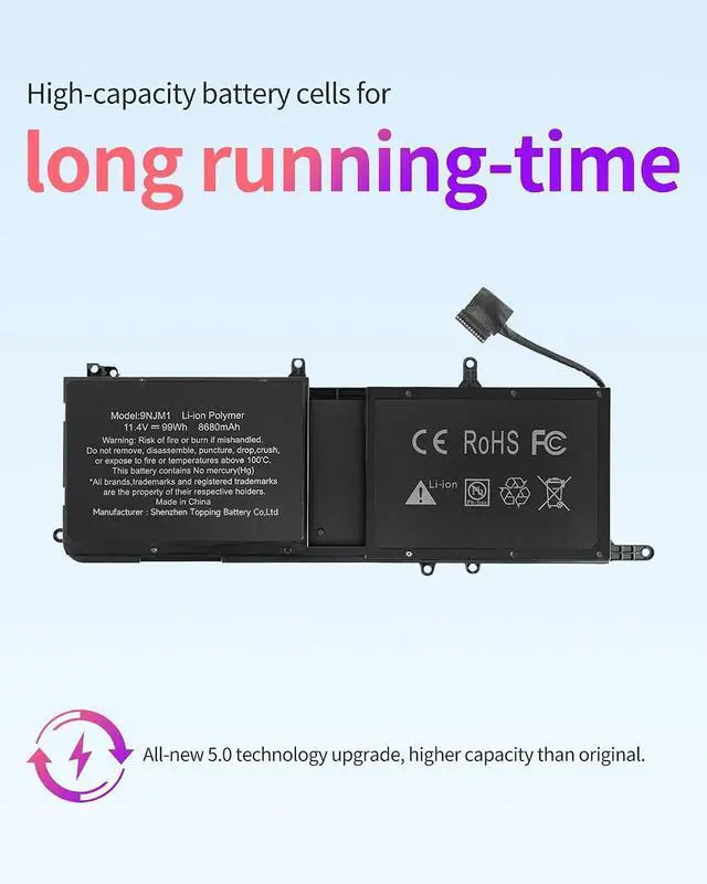 Alt view image 3 of 4 - ASMARK 9NJM1 Battery Replacement for Dell Alienware 15 R3 R4 17 R4 R5 Series ALW17C-D1738 ALW17C-D1748 ALW17C-D1758 P31E P69F 9NJM1 Laptop Battery