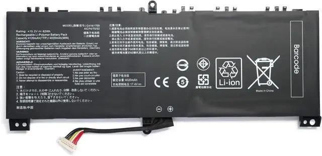 Main image of Hubei C41N1709 0B200-02730000 0B200-02730300 Laptop Battery Replacement for ASUS ROG Strix GL503VS GL503VS-DH74 GL503VS-EI001T Series(15.2V 62Wh/4120mAh)