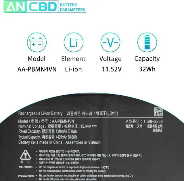 Alt view image 2 of 7 - AA-PBMN4VN Laptop Battery for Samsung Galaxy Book Pro 360 15 15.6 NP950XDB