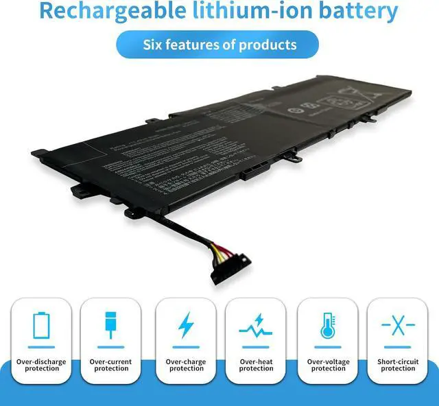 Alt view image 4 of 6 - Hubei C41N1715 0B200-02760000 4ICP4/72/75 Laptop Battery Replacement for Asus Zenbook 13 UX331UA UX331UA-1A UX331UA-1E UX331UN UX331FN U3100FN U3100UN Series(15.4V 50Wh 3160mAh)