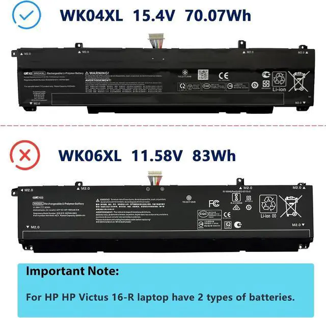 Alt view image 5 of 7 - WK04XL Laptop Battery Replacement for HP Victus 16-e 15-f OMEN 16-b 16-c 16-d Series