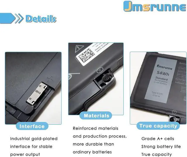 Alt view image 3 of 7 - 54Wh R73TC Laptop Battery Replacement for Dell Latitude 3340 3440 3450 3540 3550 5340 5350 5440 5450 5540 5550 7455 Precision 3580 3590 3480 3490 P181G P182G Series V042N 0V042N 11.4V