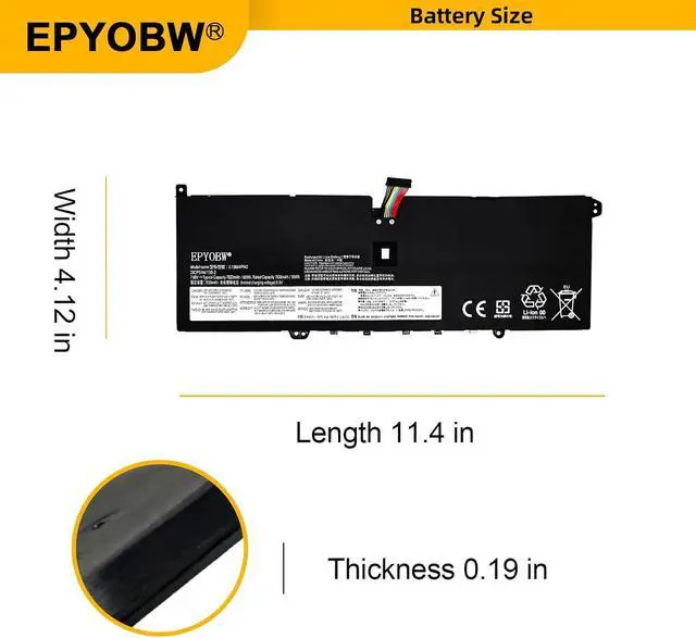 Alt view image 6 of 6 - L19M4PH2 Laptop Battery 60Wh 7820mAh 4-Cell 7.68V Compatible with Lenovo Ideapad Yoga 9-14ITL5 82BG Series L19C4PH2