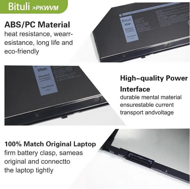 Alt view image 4 of 6 - PKWVM Laptop Battery Replacement for Dell Precision 7550 7750 7760 7560 Series Laptop C903V CR72X 0CR72X 0447VR 068N03 7922mAh 95Wh