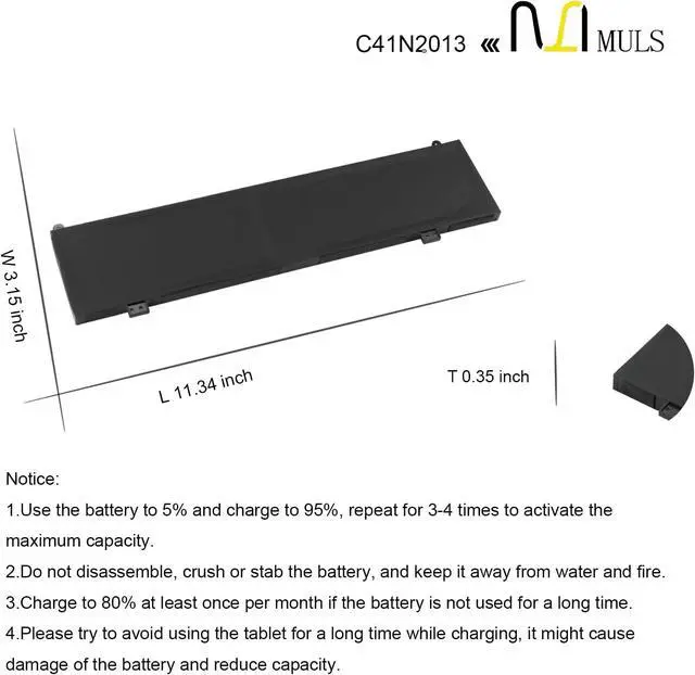 Alt view image 7 of 7 - MULS C41N2013 Laptop Battery for Asus TUF Gaming A15 FA507 A17 FA707 F15