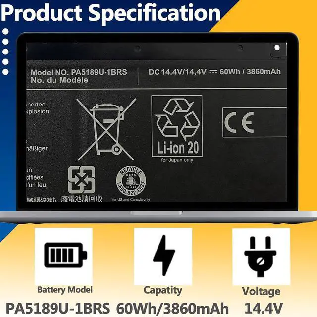 Alt view image 2 of 7 - PA5189U-1BRS Battery Replacement for Toshiba Satellite P50W-B BST2N01 P55W B5318 B5318D B5220 B5224 B5112 Series