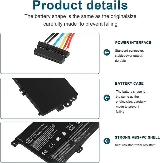 Alt view image 4 of 7 - ASUNCELL L15L3PB0 L15M3PB0 Laptop Battery Replacement for Lenovo Flex 5 1570 1470 IdeaPad 320S-14IKB 320S-15ABR 320S-15AST 320S-15IKB 320S-15ISK 520S-14IKB Series L15M3PB0 Type-A