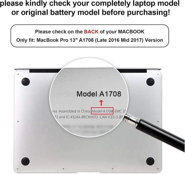 Alt view image 5 of 7 - TREE.NB A1713 Battery for MacBook Pro 13 Inch A1708 (Late 2016, Mid 2017) EMC 2978/3164; Replacement Battery A2171 for MacBook Pro 13 Inch A2159 (2019)A2289 (2020)A2338 (2020)