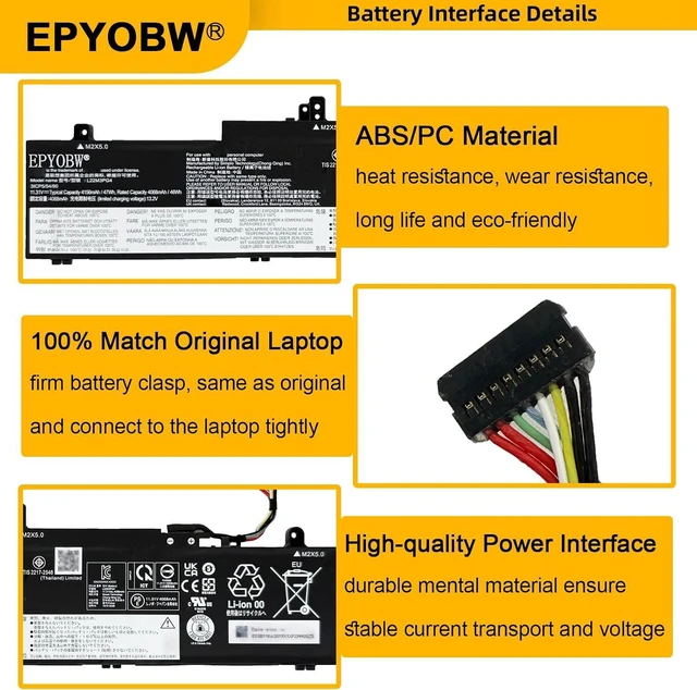 Alt view image 5 of 7 - L22M3PG4 Laptop Battery 47Wh L22X3PG4 5B11N45961 5B11K63024