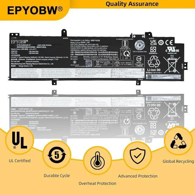 Alt view image 5 of 6 - L21L4P71 Laptop Battery 52.5Wh Compatible with Lenovo ThinkPad T14 Gen 3 Gen 4 / P14s Gen 3 Gen 4 Series L21M3P71 L21L3P71 L21M4P71 L21C4P71 L21D4P71 L21M4P72 L21C3P71 (L21L4P71 52.5Wh)