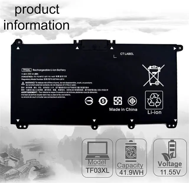 Alt view image 2 of 7 - TF03XL Battery for HP Pavilion 15-CC 15-CC023CL CC0XX 15-CD 15-cd0xx 15-DW 15-DW0050od 15-CK 15-CK0XX 15T-CS 15T-CS200 17-AR X360 Convertible 14-BF 14-BK 14-CD 14-CD0008 14M-CD11.55V 41.9Wh
