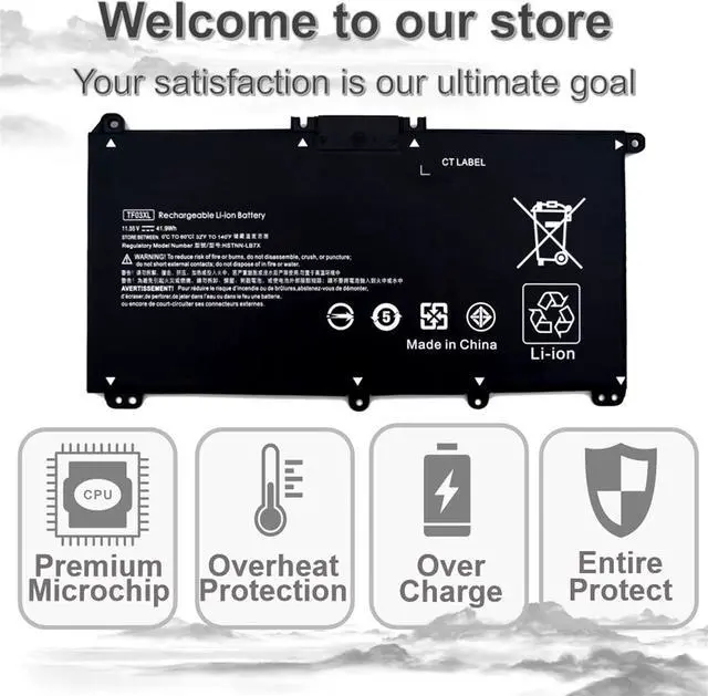 Alt view image 5 of 7 - TF03XL Battery for HP Pavilion 15-CC 15-CC023CL CC0XX 15-CD 15-cd0xx 15-DW 15-DW0050od 15-CK 15-CK0XX 15T-CS 15T-CS200 17-AR X360 Convertible 14-BF 14-BK 14-CD 14-CD0008 14M-CD11.55V 41.9Wh