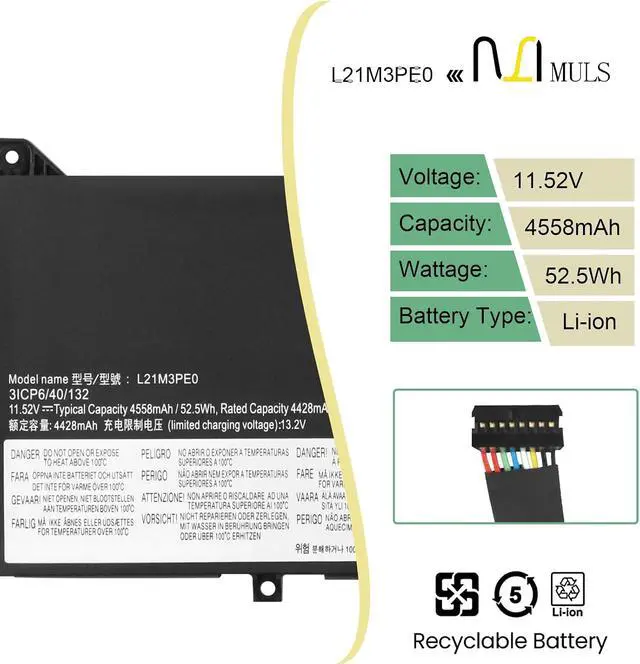 Alt view image 2 of 7 - MULS L21B3PE0 L21M3PE0 Laptop Battery for Lenovo IdeaPad Flex 5-14IAU7