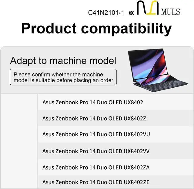 Alt view image 3 of 7 - C41N2101-1 Laptop Battery for Asus Zenbook Pro 14 Duo OLED UX8402 UX8402Z